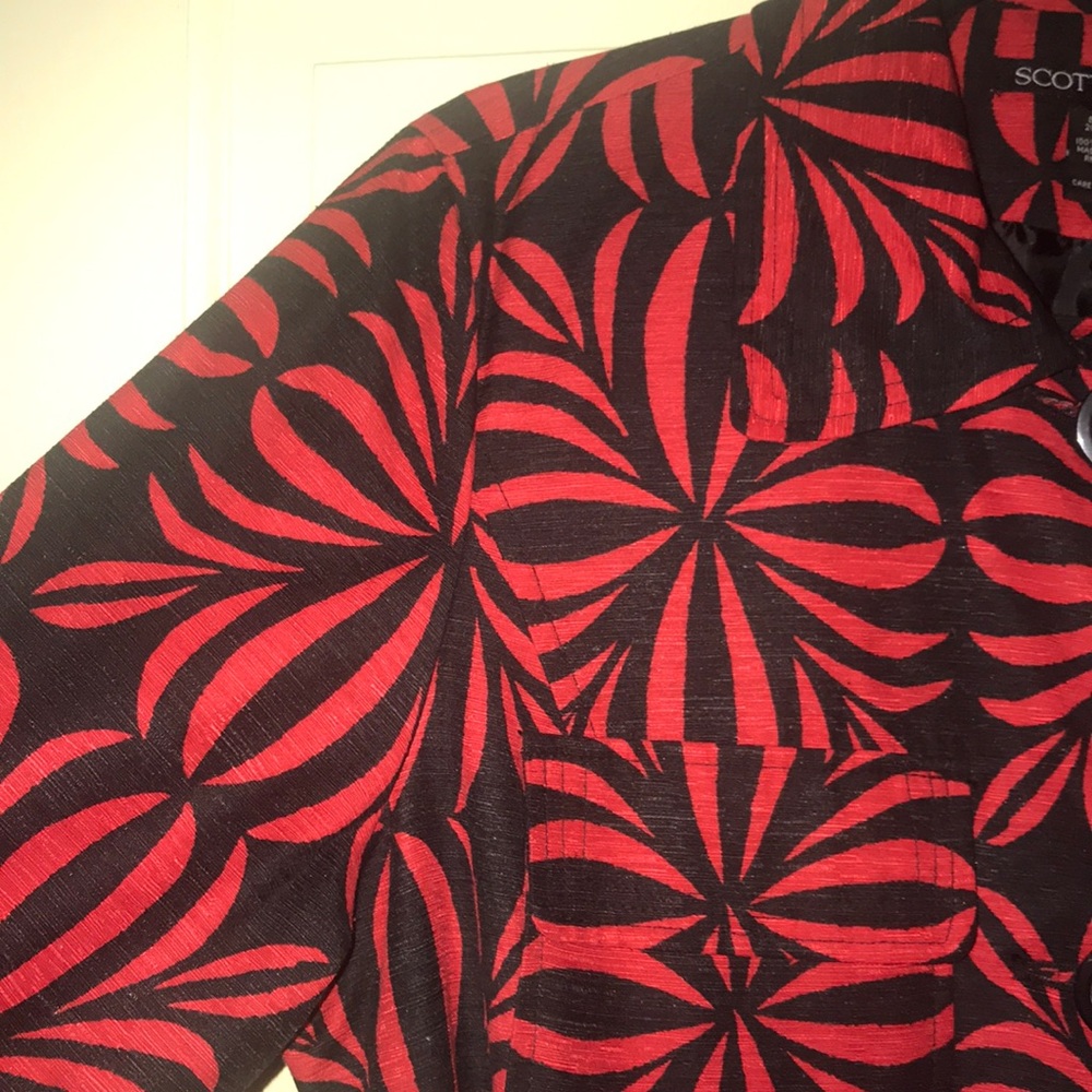 ❤️Long button down cardigan jacket L red black - Picture 5 of 8